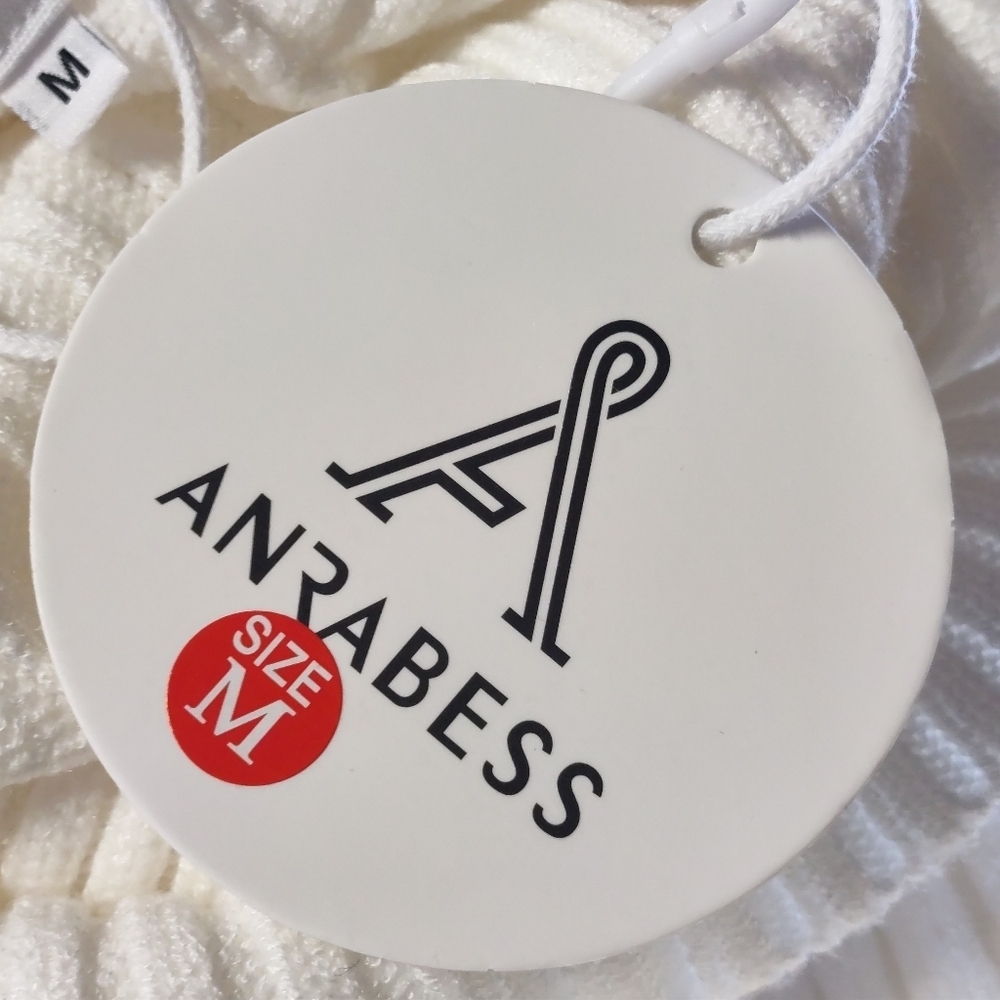 ANRABESS Womens Sweater Dress Turtleneck Lantern Sleeve Casual White Size M NWT - Picture 9 of 11